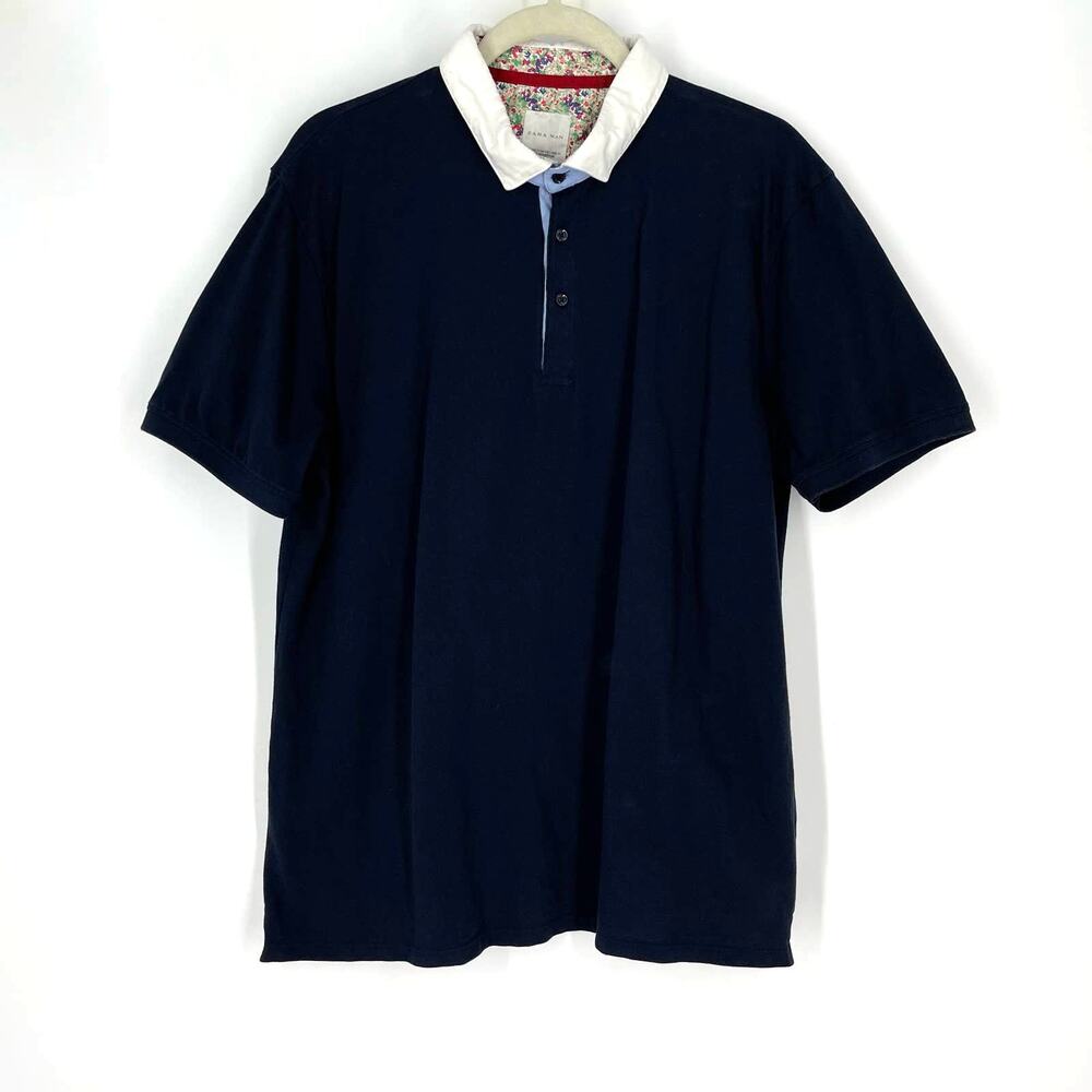 Zara Men's Blue Polo Shirt XXL